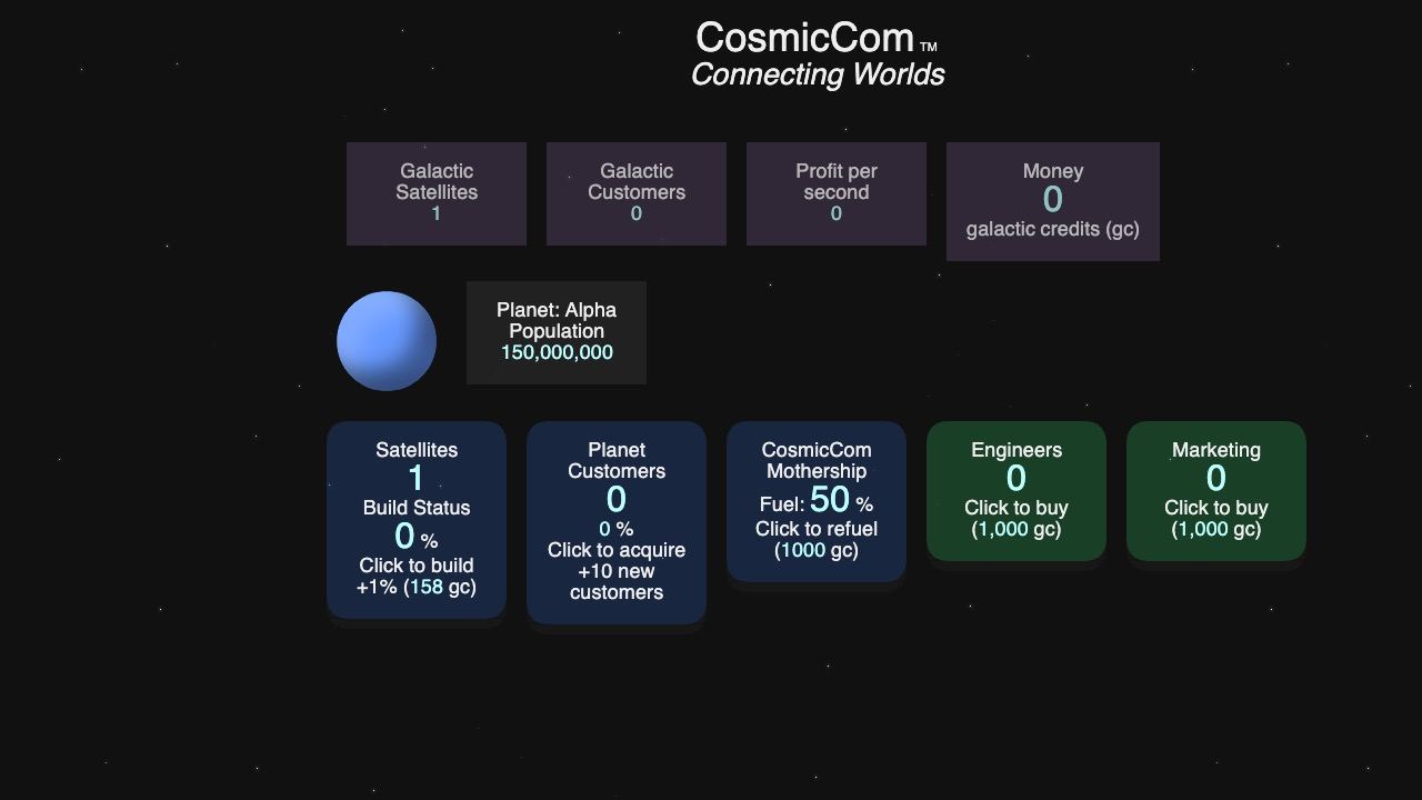 CosmicCom gameplay: Planet Alpha and the mothership
