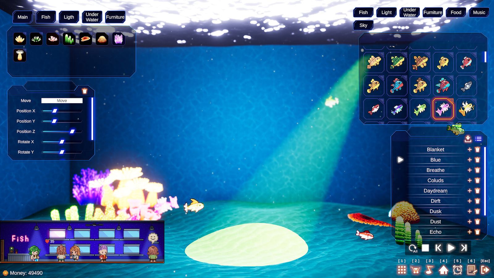 Cozy Aquarium gameplay: the tank