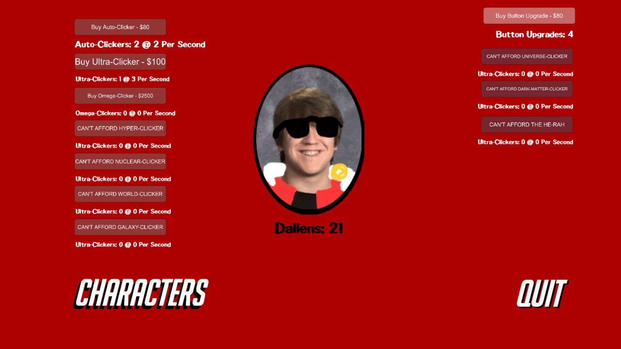 Dallen Clicker Ultimate gameplay: the button