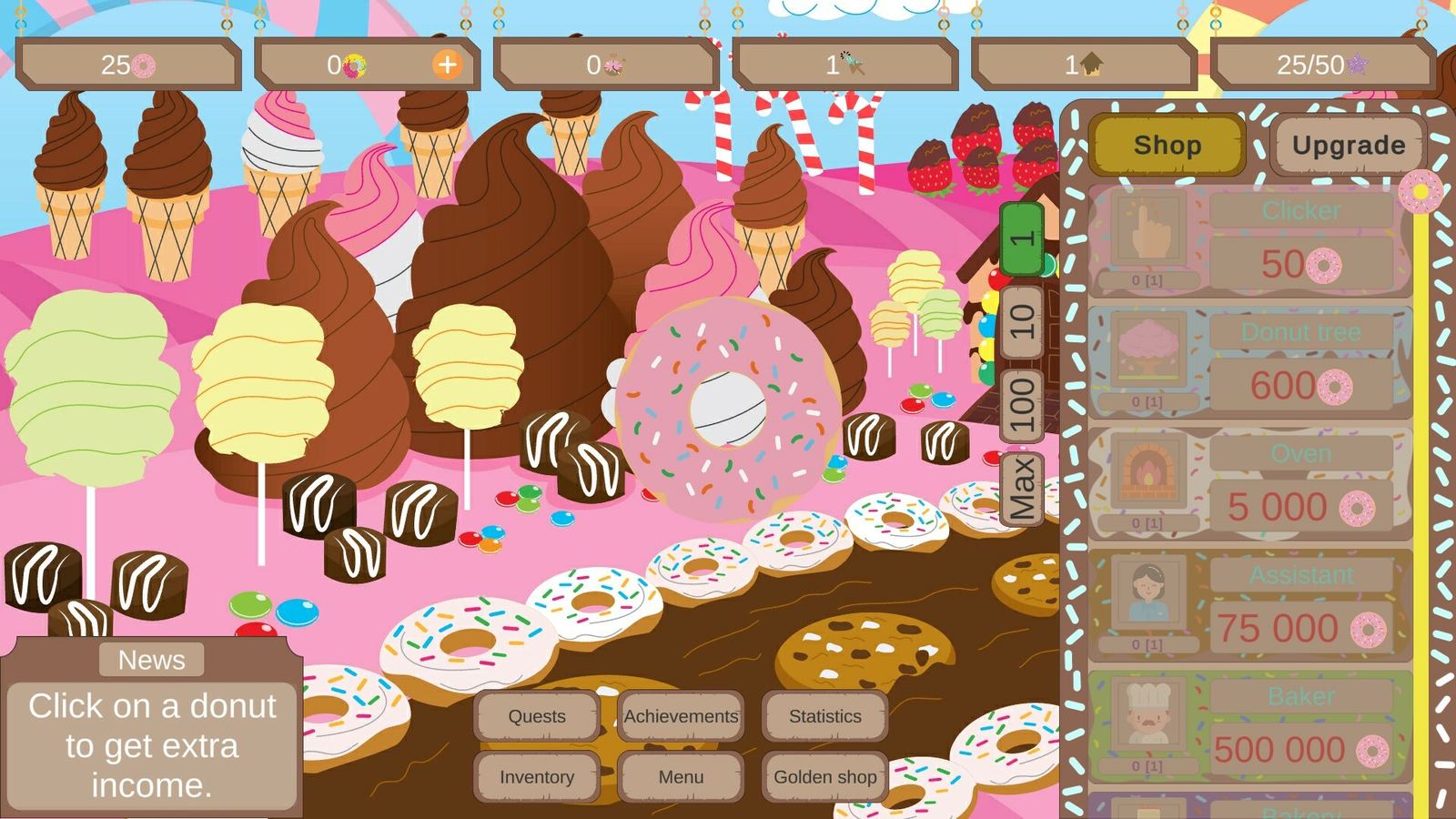 Donut Land Clicker gameplay: the giant donut