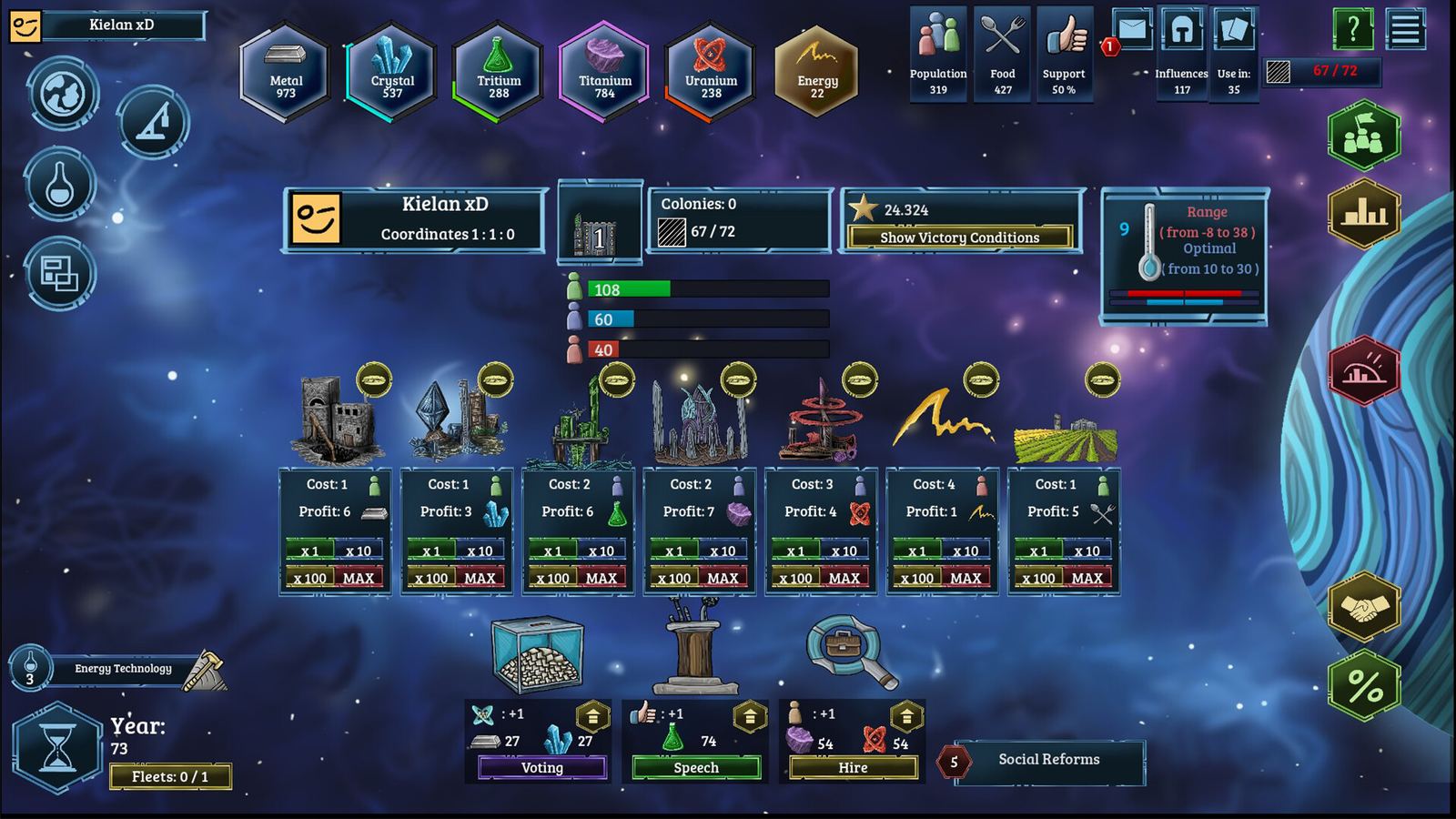 Galactic Empire gameplay: the galaxy map