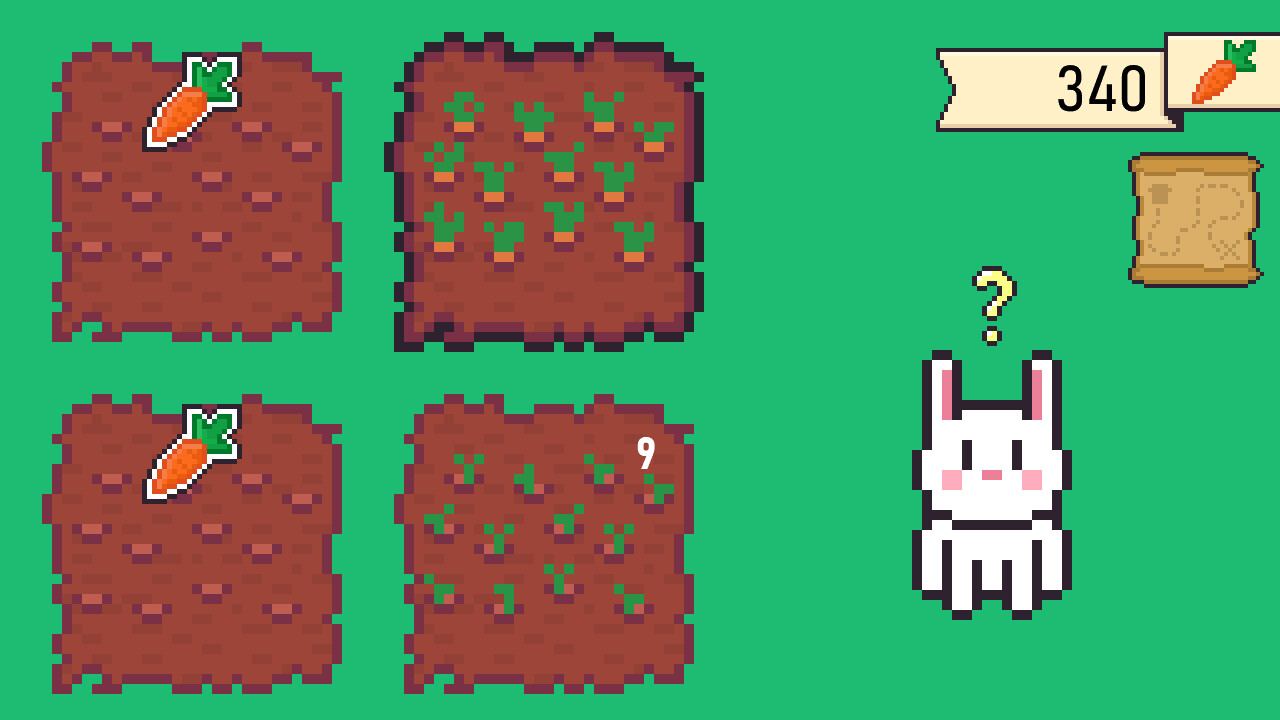 Grow a Carrot screenshot showing Crab Island minigames