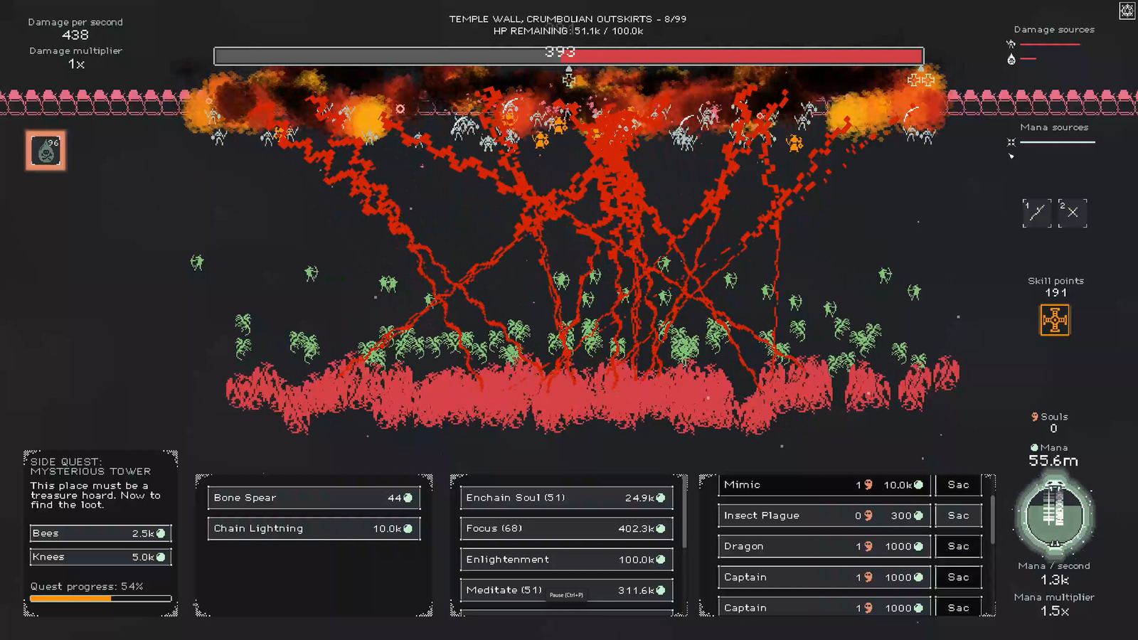 Journey to Incrementalia gameplay: the minion swarm at the wall