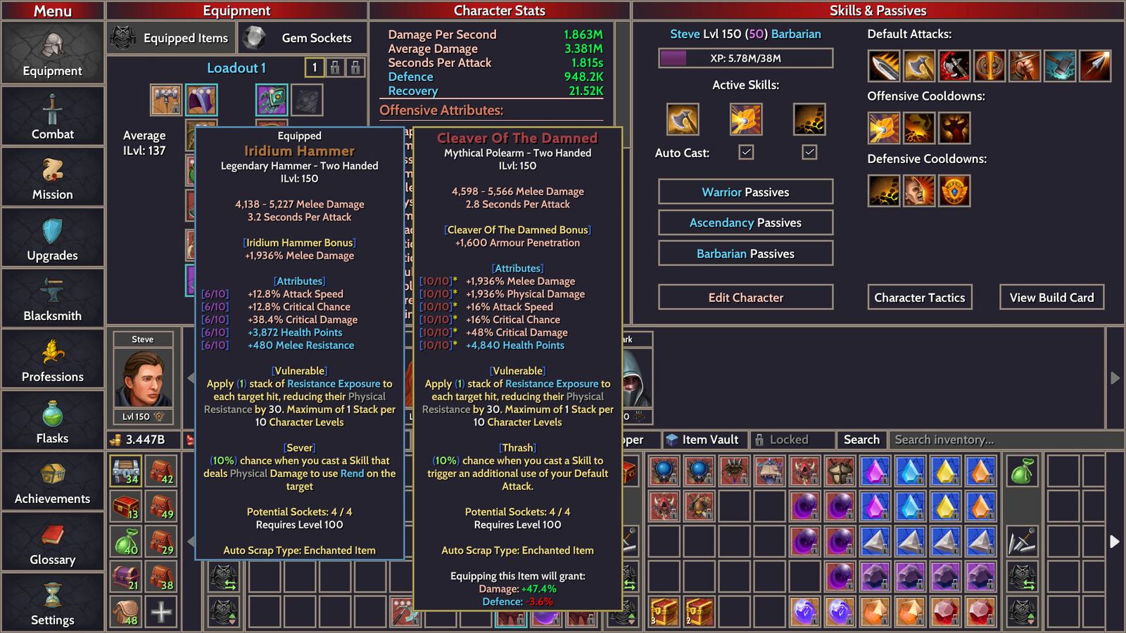 Lootun team management and loot screens