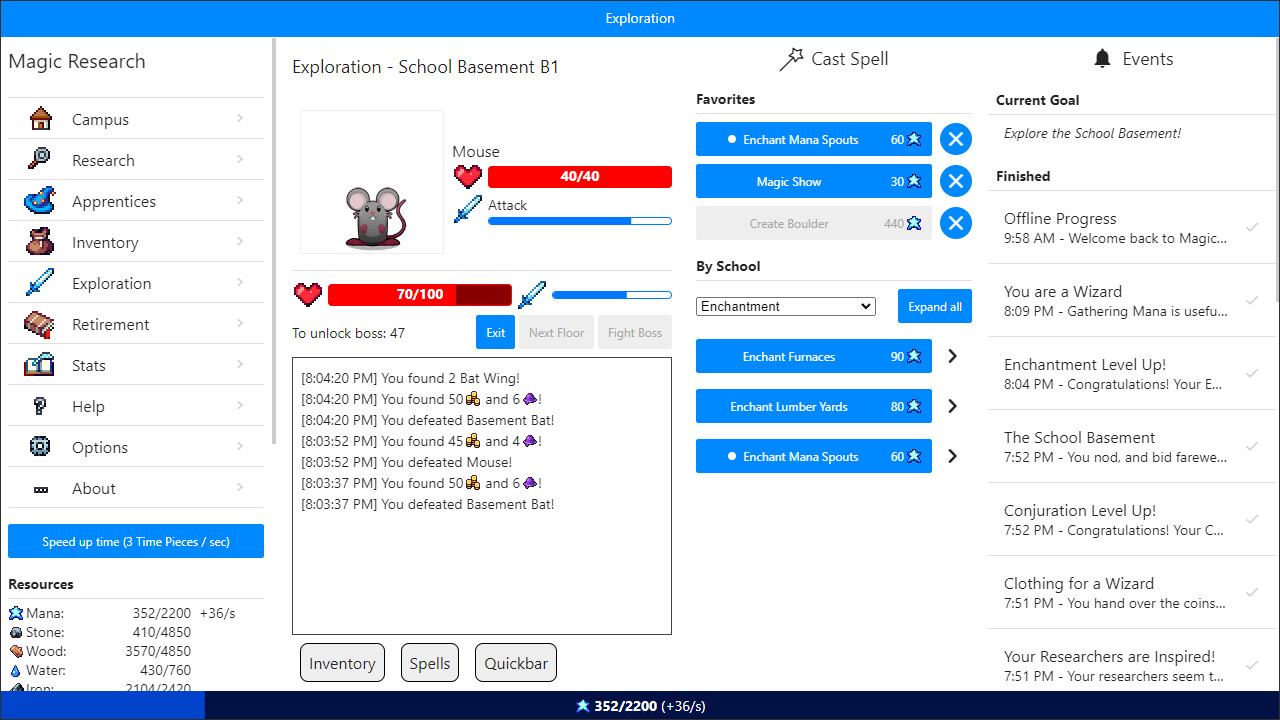 Magic Research spell menu
