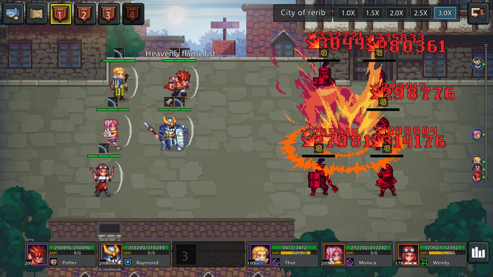 No-brainer Heroes gameplay: heroes clearing a stage