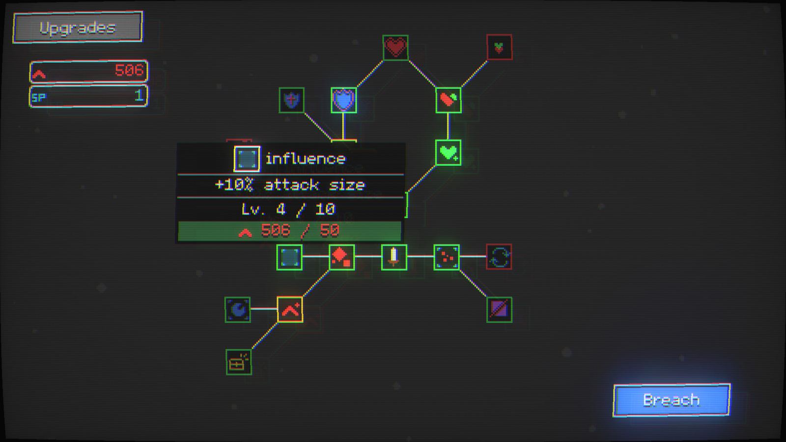 Nodebuster gameplay: nodes bursting on a dark field