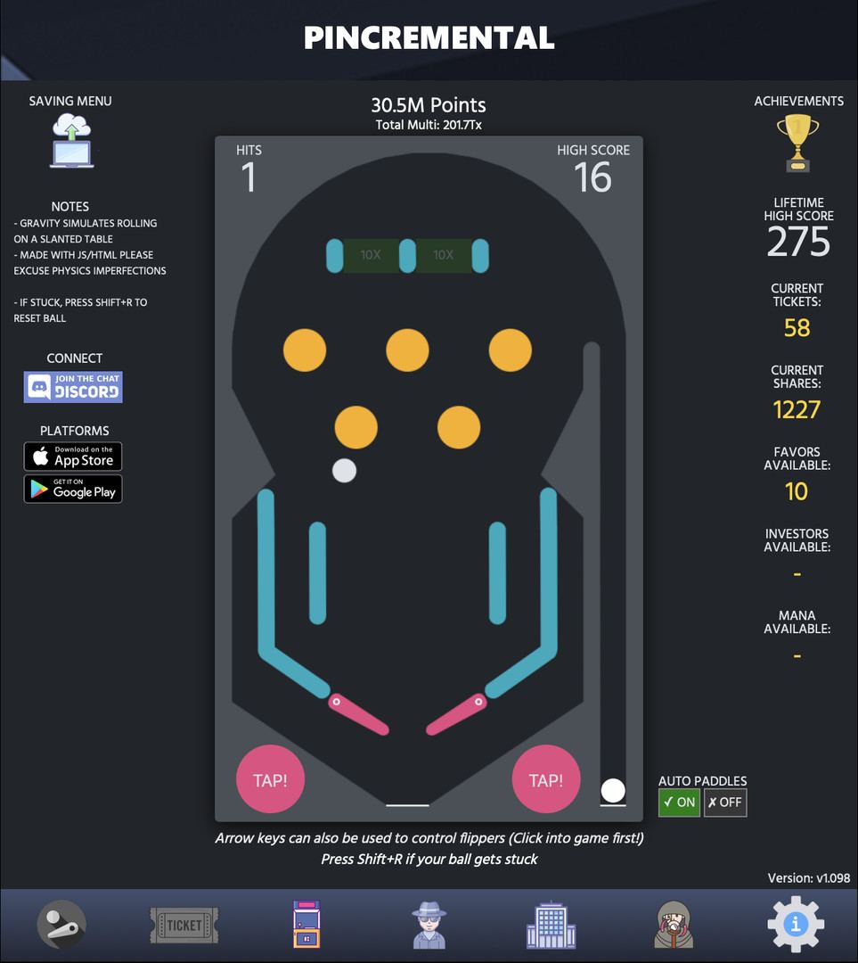 Pincremental gameplay