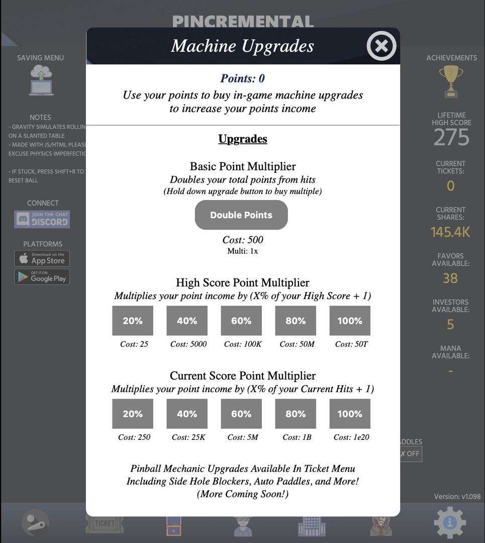 Pincremental table upgrades