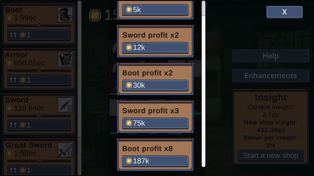Weapon Shop Decillionaire shop grid